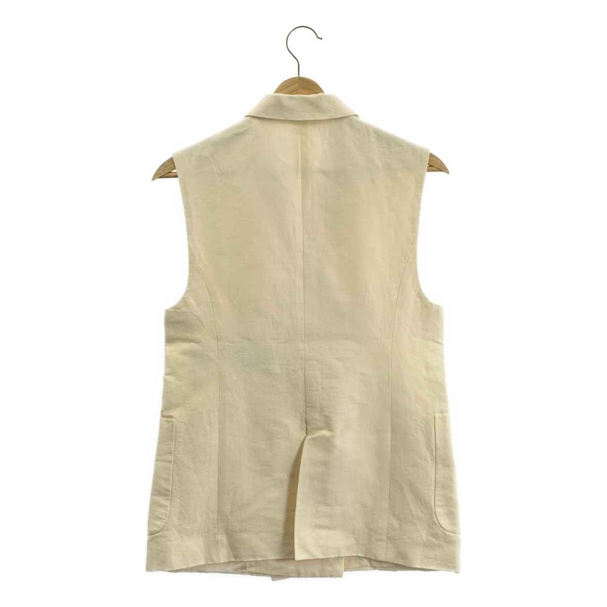 その他 リネン コットン パールボタン ダブルブレスト テーラード ジレ ベスト