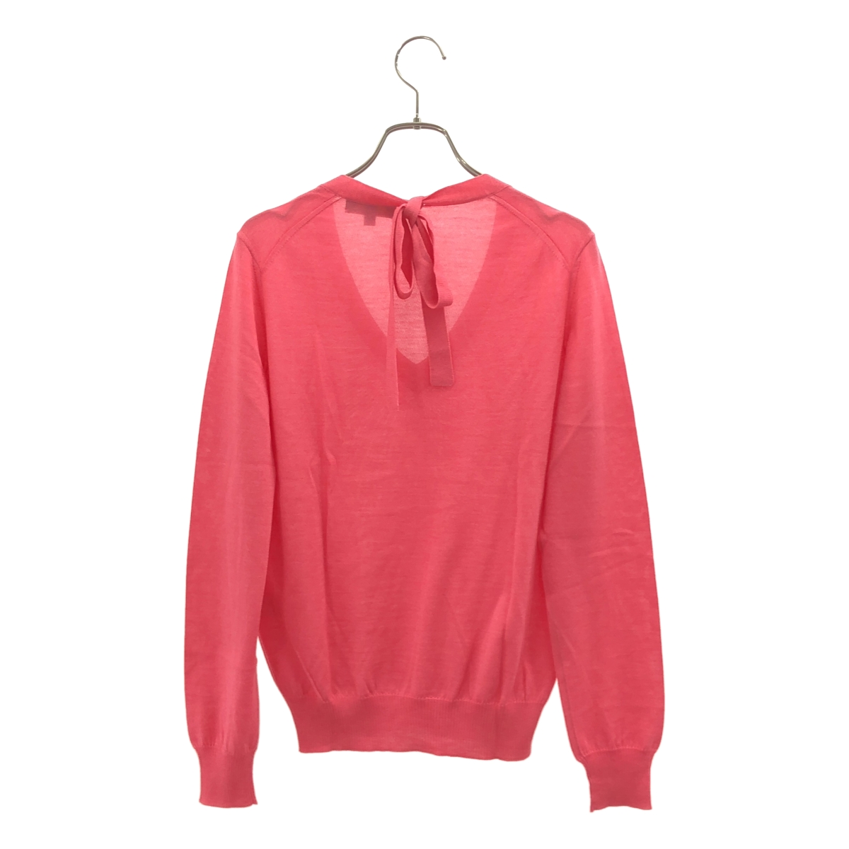 Drawer / ドゥロワー 18G カシミヤ シルク バックリボン Vネック ニット