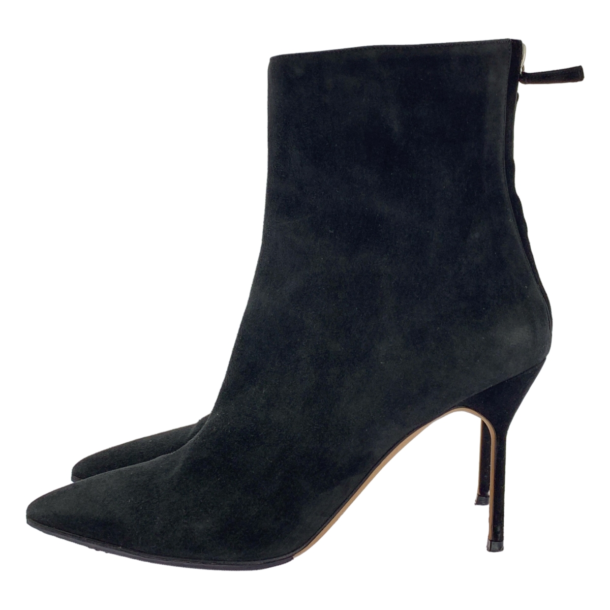 MANOLO BLAHNIK / マノロブラニク スエード レザー バックジップ ヒール ブーティ ショートブーツ