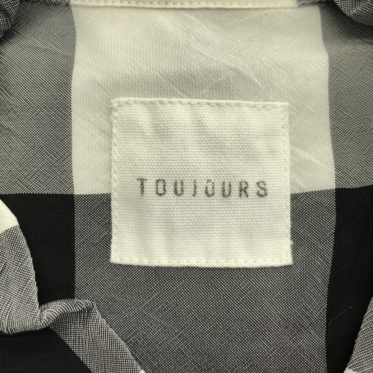 TOUJOURS / トゥジュー ブロックチェック オープンカラー シャツ