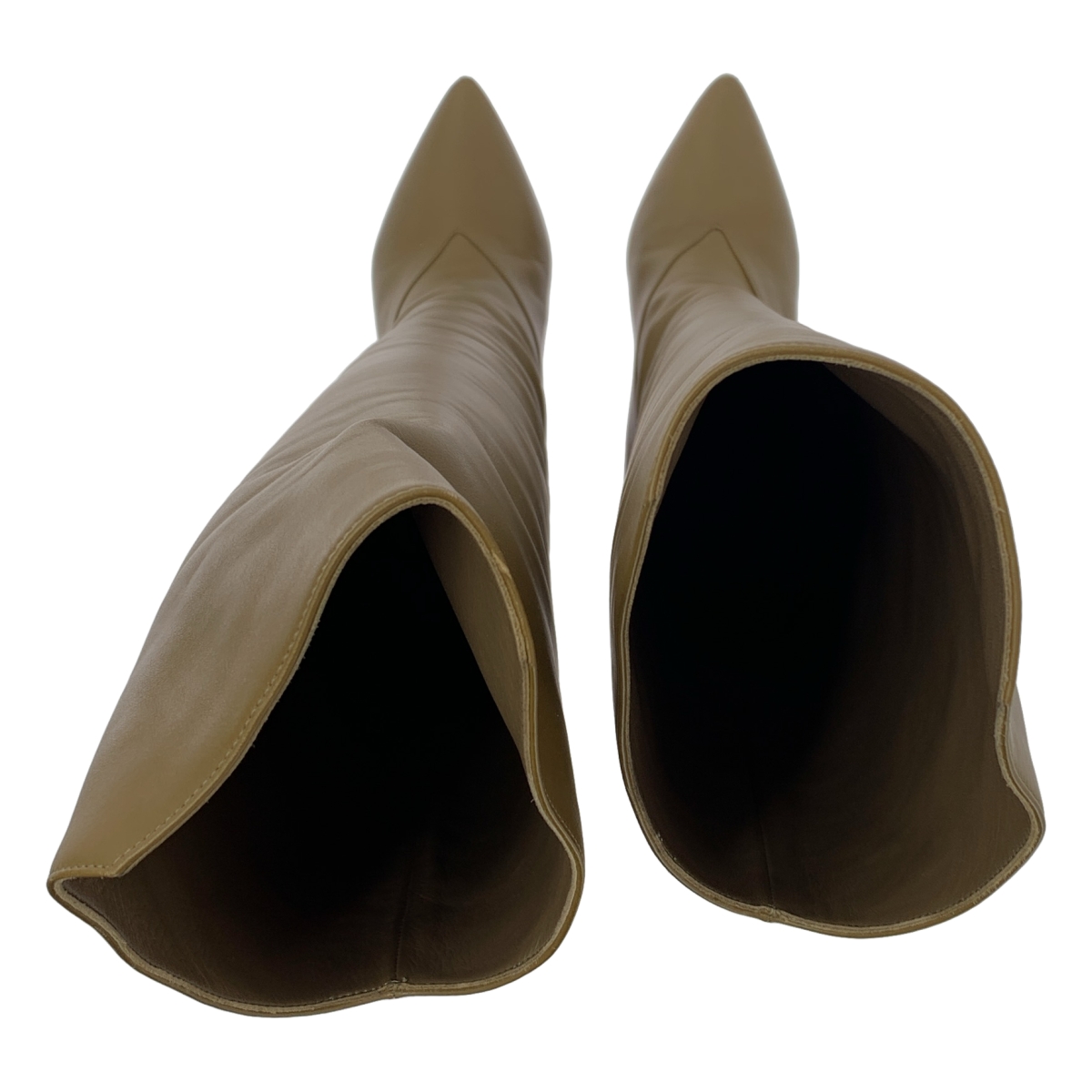 HERMES / エルメス レザー ポインテッドトゥ ロング ブーツ