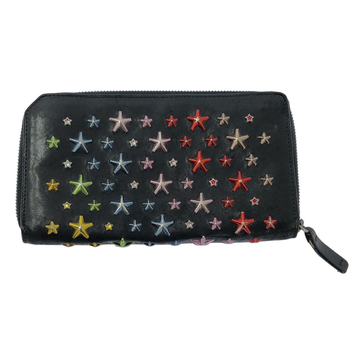 JIMMY CHOO / ジミーチュウ レザー スタッズ レインボー ラウンドジップ ウォレット 長財布 / ユニセックス