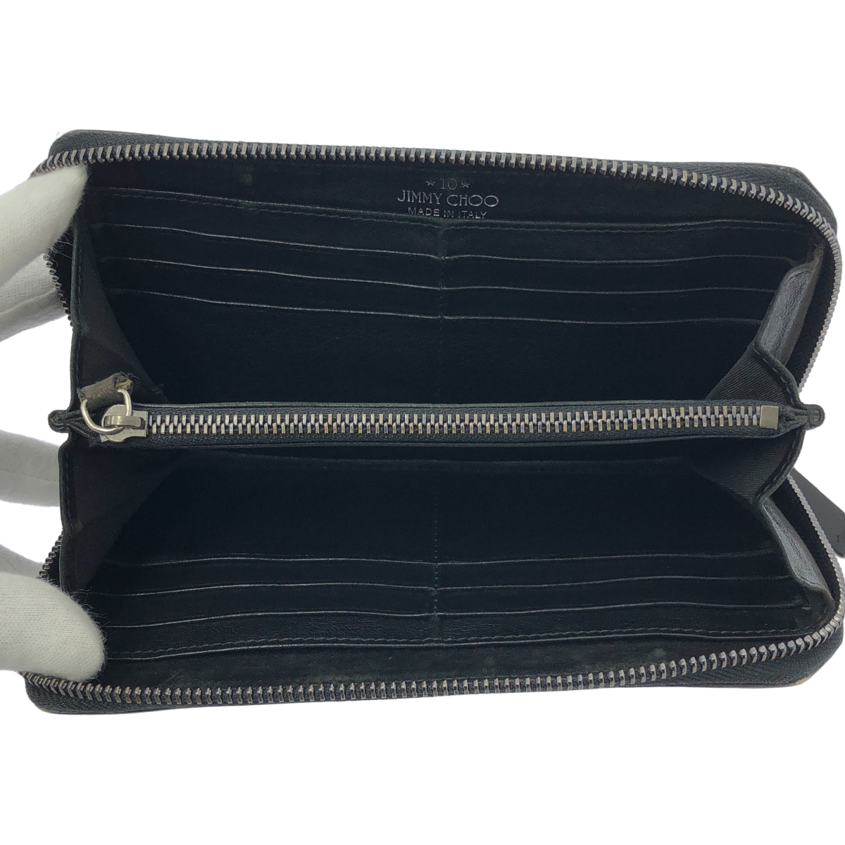 JIMMY CHOO / ジミーチュウ レザー スタッズ レインボー ラウンドジップ ウォレット 長財布 / ユニセックス