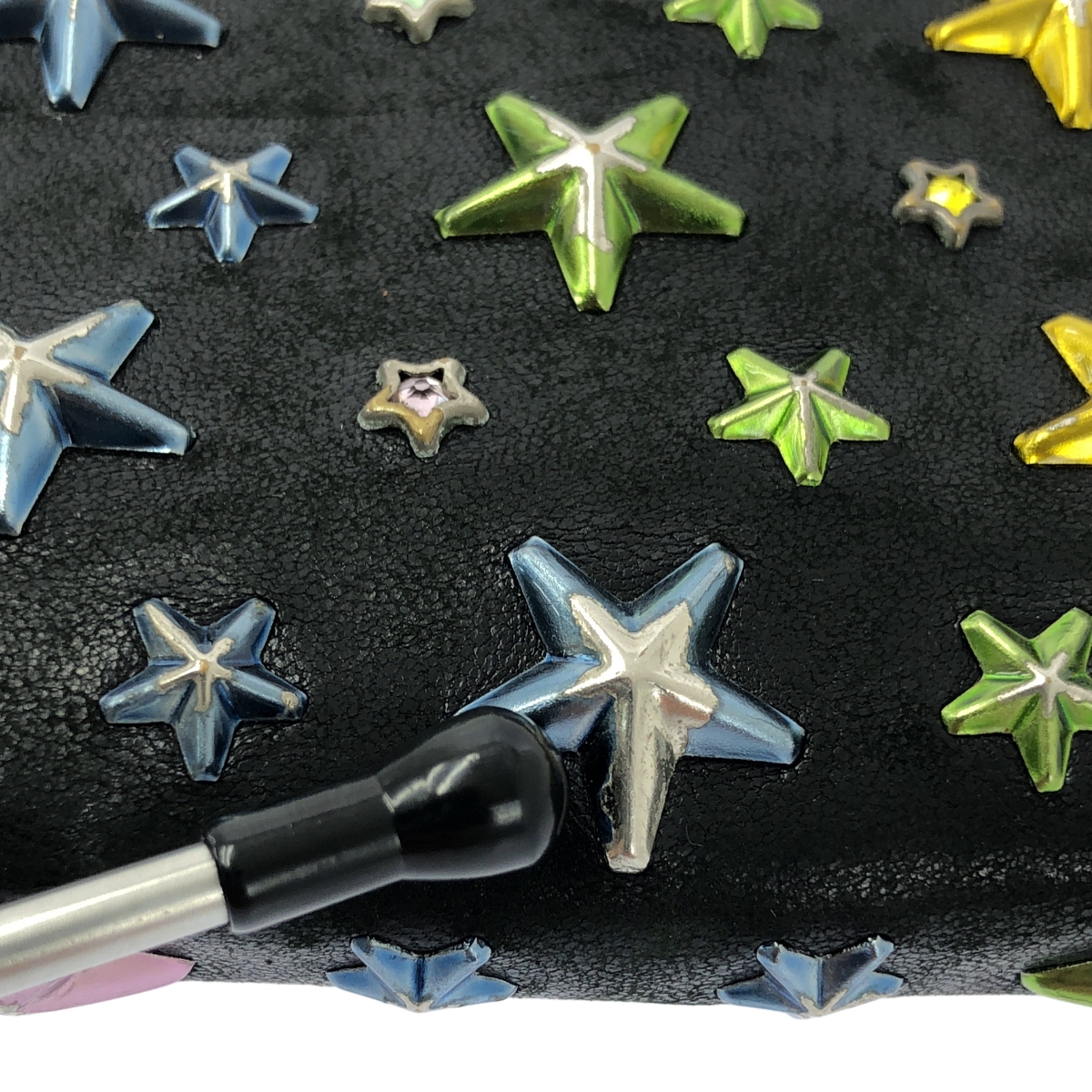 JIMMY CHOO / ジミーチュウ レザー スタッズ レインボー ラウンドジップ ウォレット 長財布 / ユニセックス