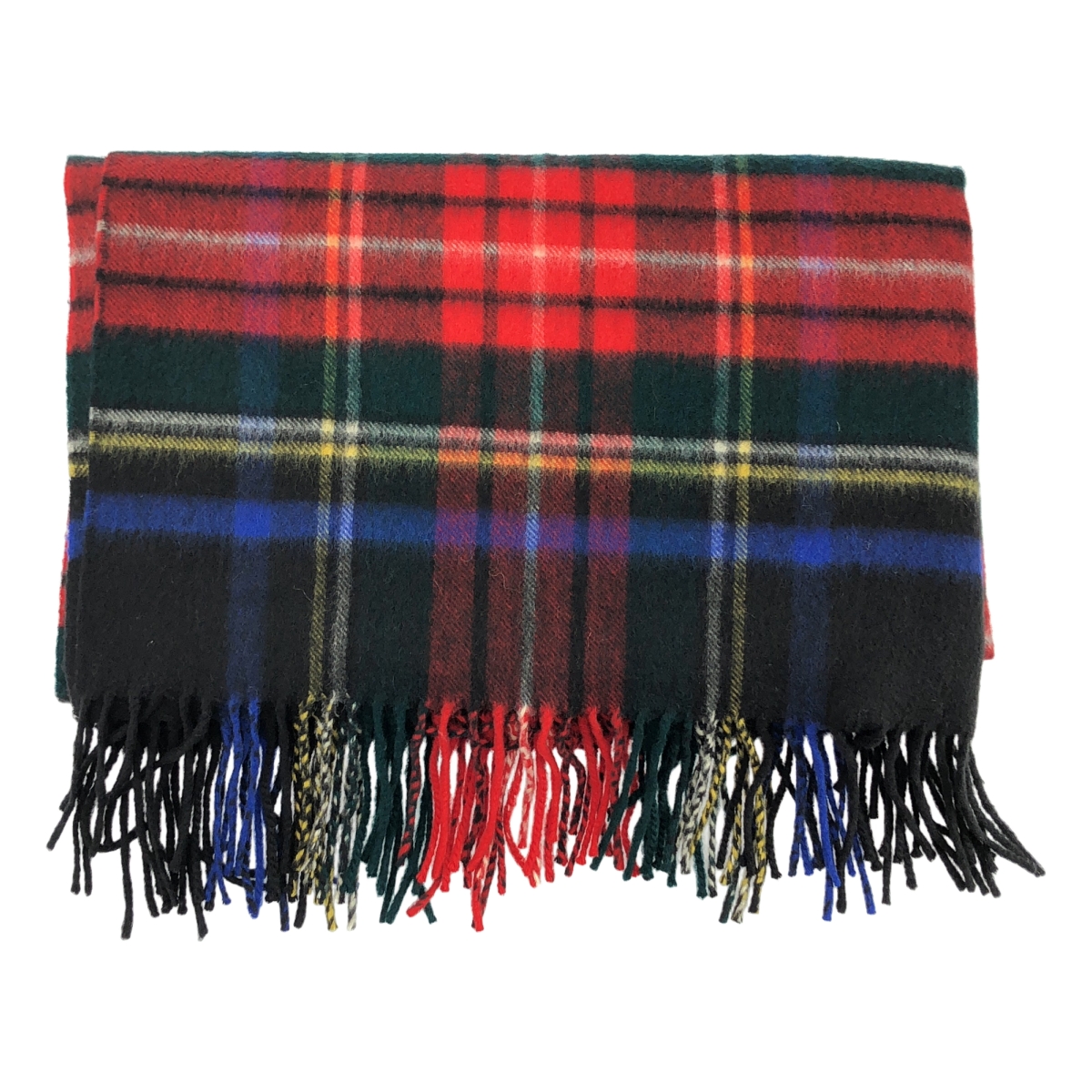 JOHNSTONS OF ELGIN / ジョンストンズオブエルガン cashmere 100％ / カシミヤ タータンチェック 大判 フリンジ ストール マフラー