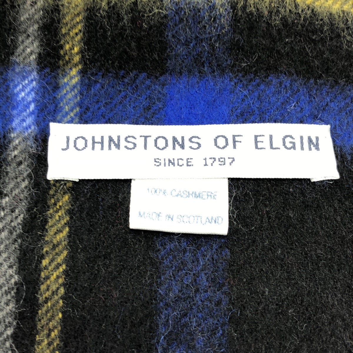 JOHNSTONS OF ELGIN / ジョンストンズオブエルガン cashmere 100％ / カシミヤ タータンチェック 大判 フリンジ ストール マフラー