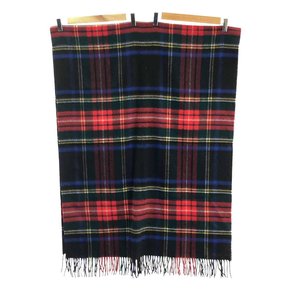 JOHNSTONS OF ELGIN / ジョンストンズオブエルガン cashmere 100％ / カシミヤ タータンチェック 大判 フリンジ ストール マフラー