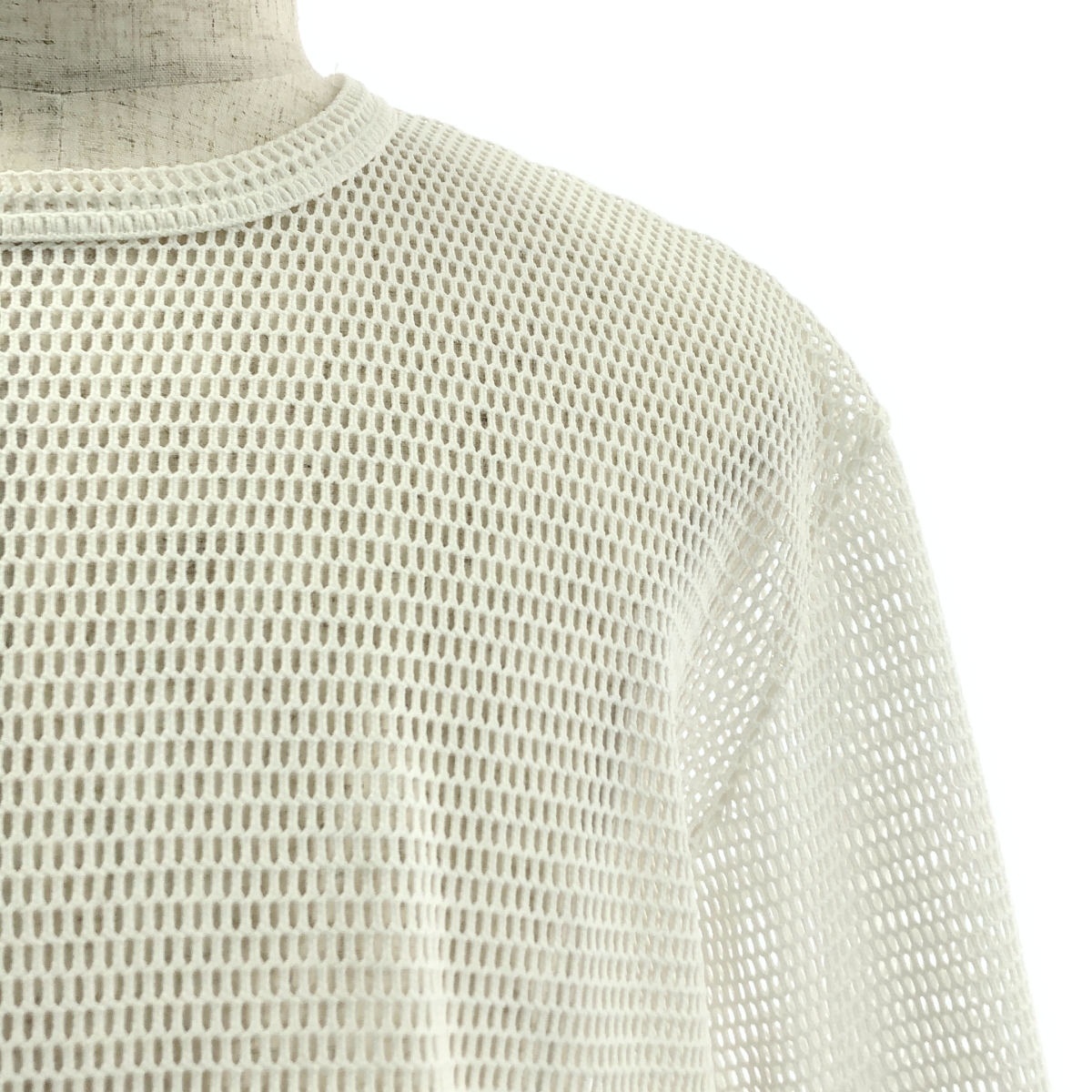 BLACK COMME des GARCONS / ブラックコムデギャルソン ポリエステル 変形 メッシュ クルーネック Tシャツ カットソー