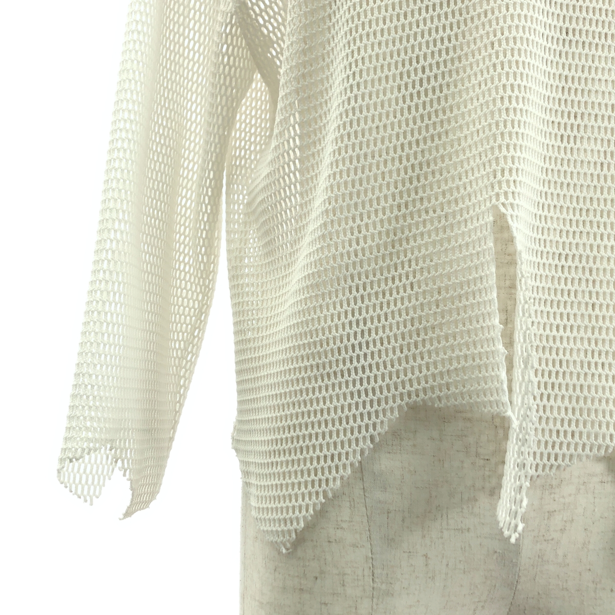 BLACK COMME des GARCONS / ブラックコムデギャルソン ポリエステル 変形 メッシュ クルーネック Tシャツ カットソー