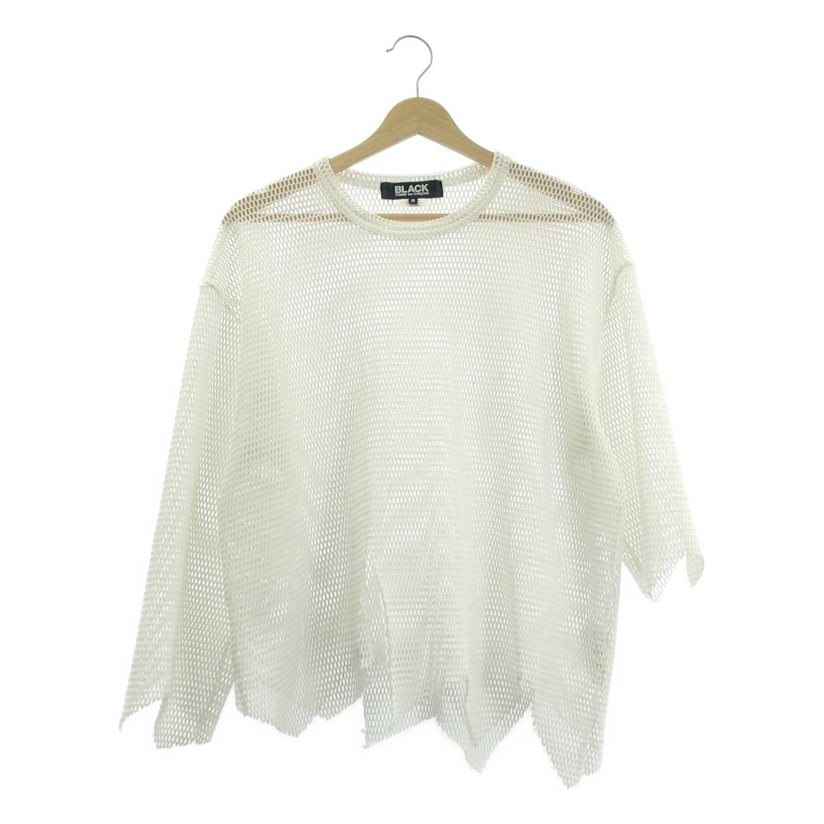 BLACK COMME des GARCONS / ブラックコムデギャルソン ポリエステル 変形 メッシュ クルーネック Tシャツ カットソー