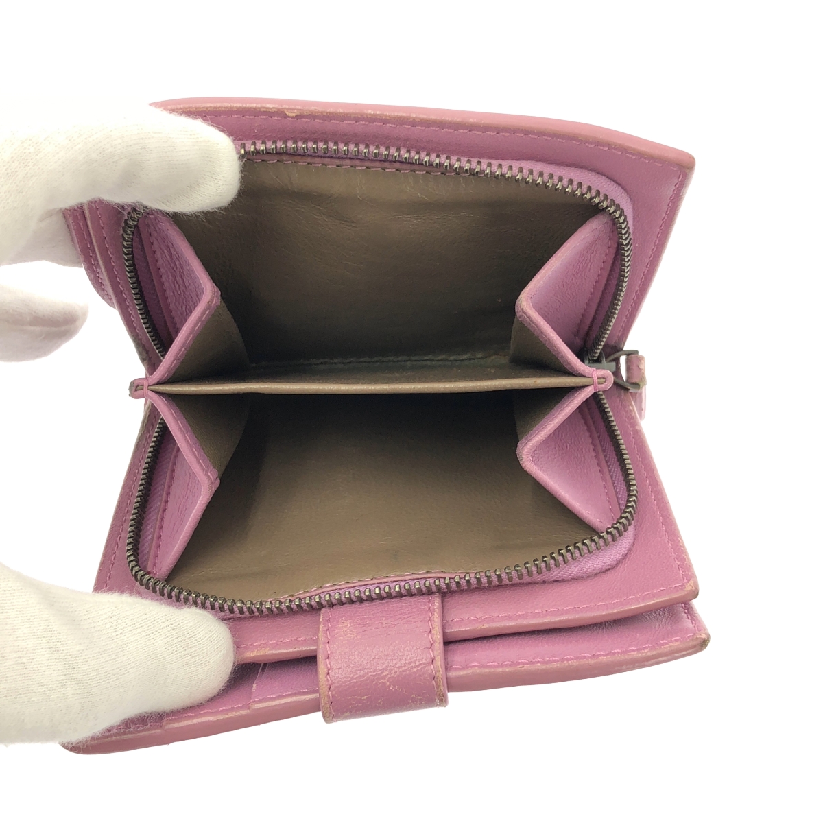 BOTTEGA VENETA / ボッテガヴェネタ レザー イントレチャート コンパクトウォレット 財布