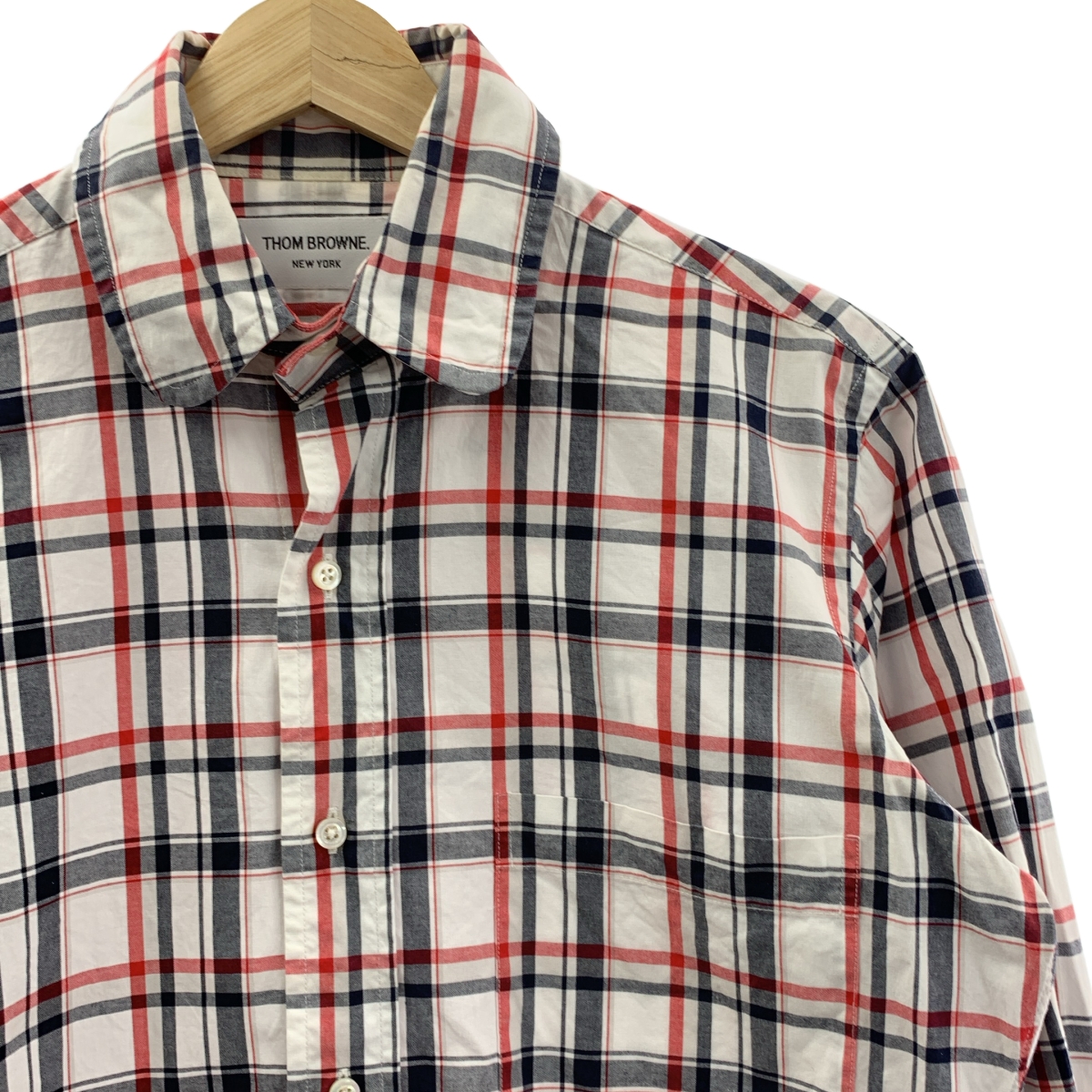 THOM BROWNE / トムブラウン ラウンドカラー チェックシャツ