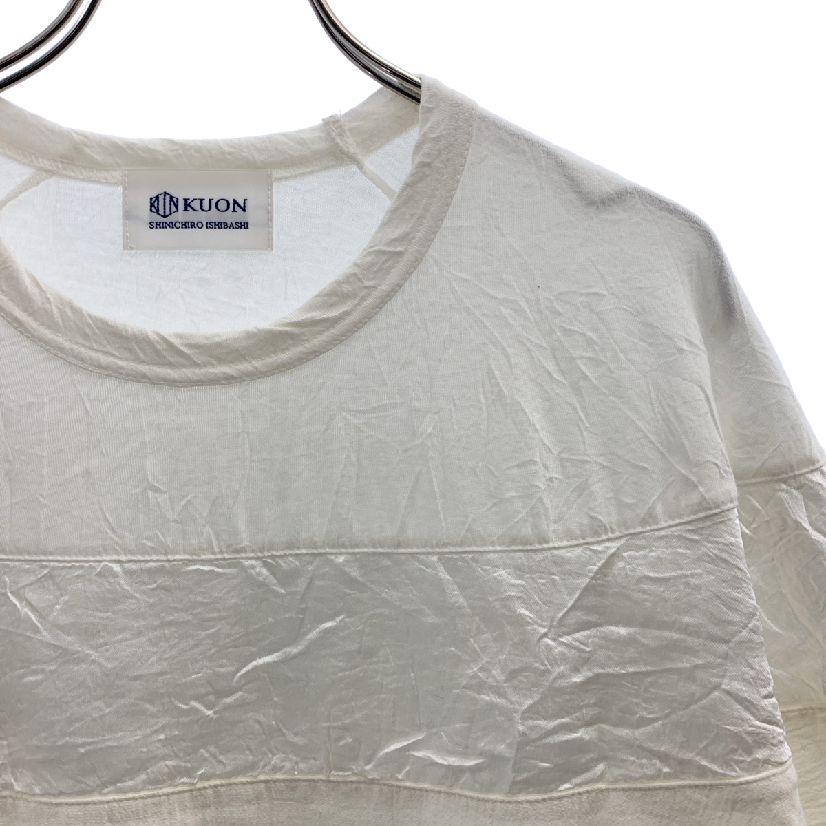 KUON / クオン Cap Sleeve Wrinked T-Shirt シワ加工 異素材切替 キャップスリーブ Tシャツ