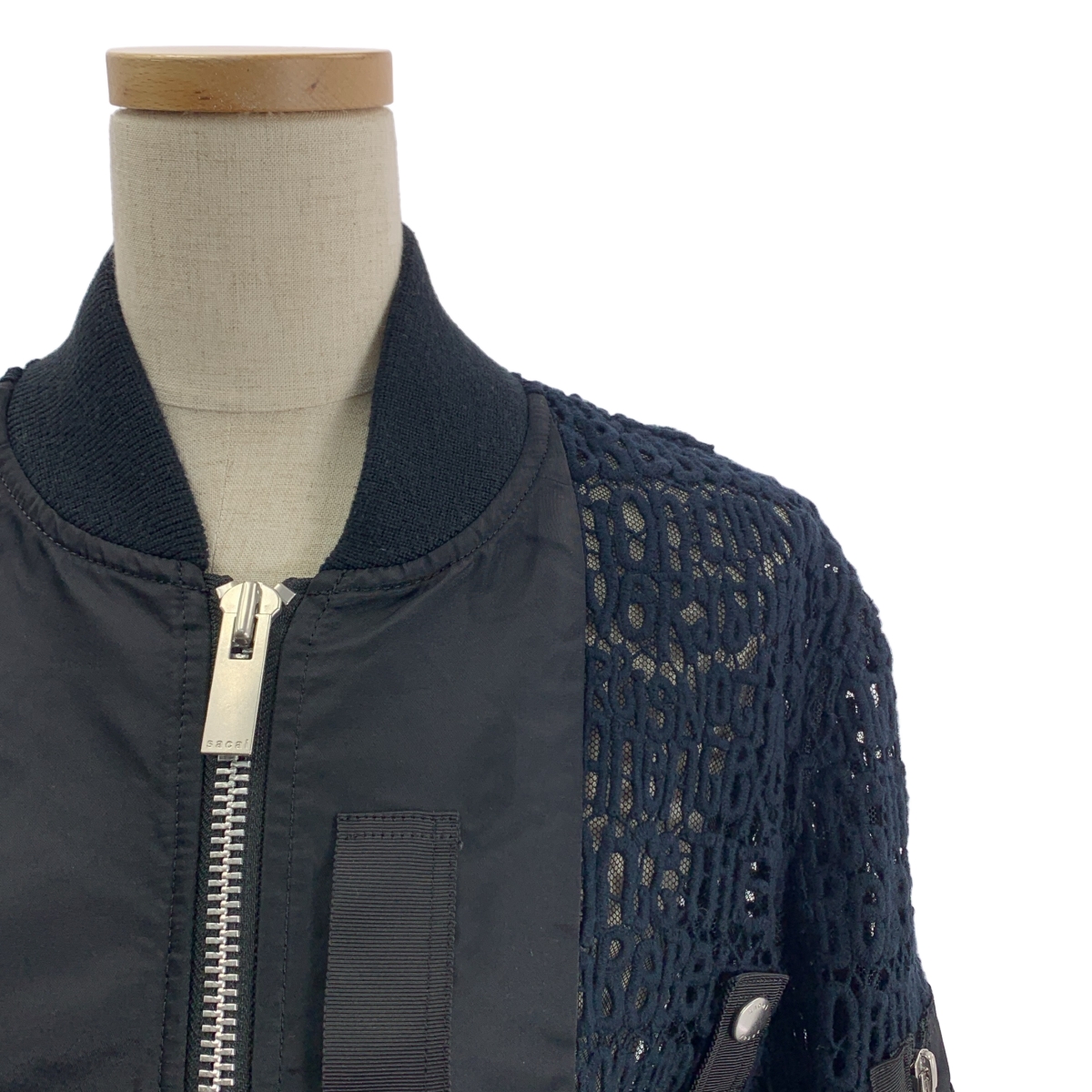 sacai / サカイ 異素材 切替 レーススリーブ ボンバー ジャケット ブルゾン