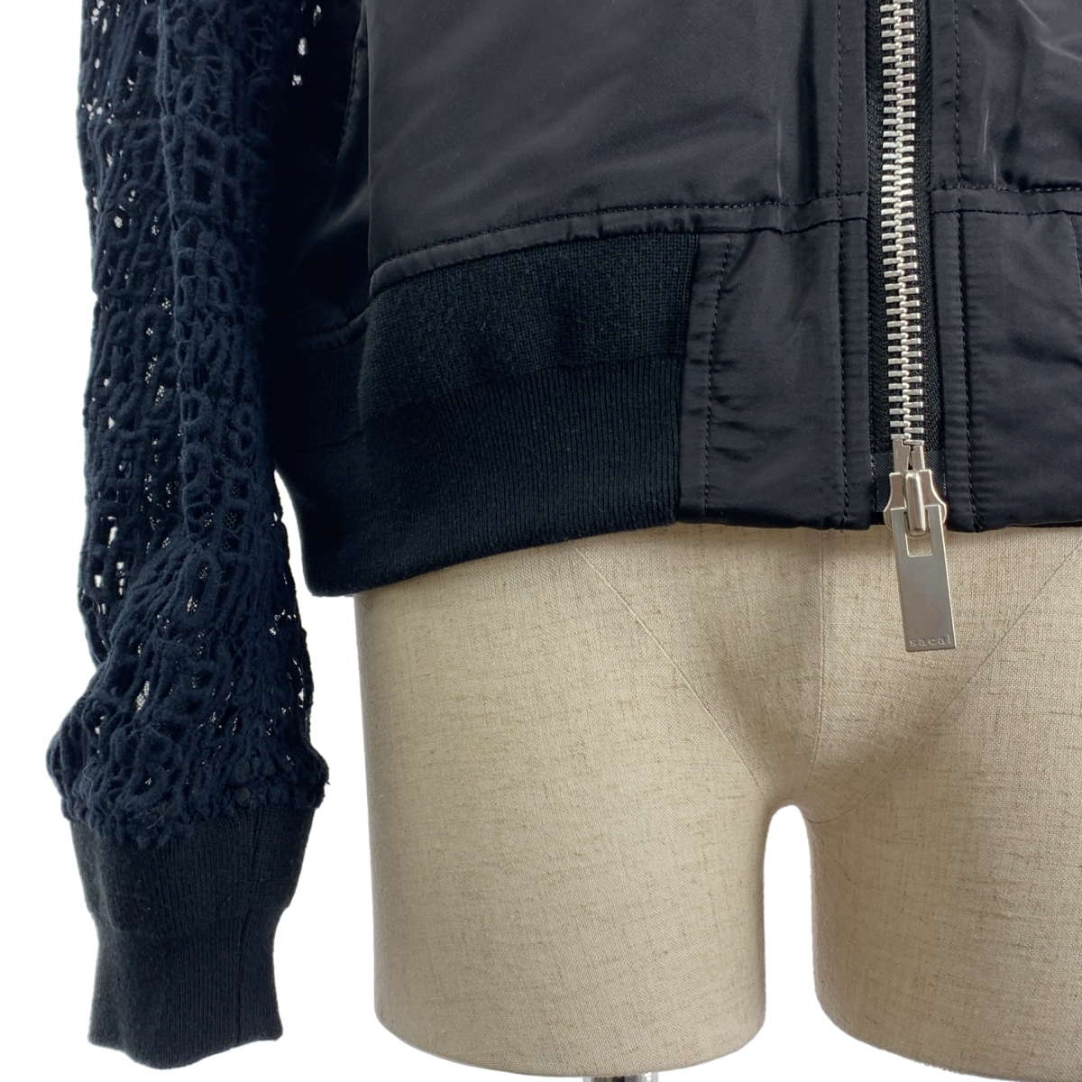sacai / サカイ 異素材 切替 レーススリーブ ボンバー ジャケット ブルゾン