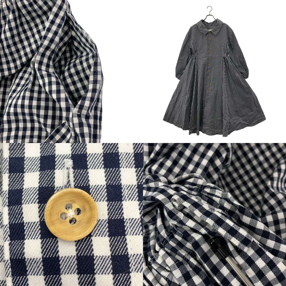 Re:poris / レポリス フルーツパーラー フルーツサンド / チェック ポケット付き ボリューム ワンピース