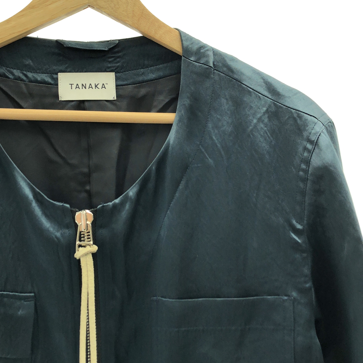 TANAKA / タナカ NO COLLAR WORK JACKET サテン ノーカラー ワークジャケット