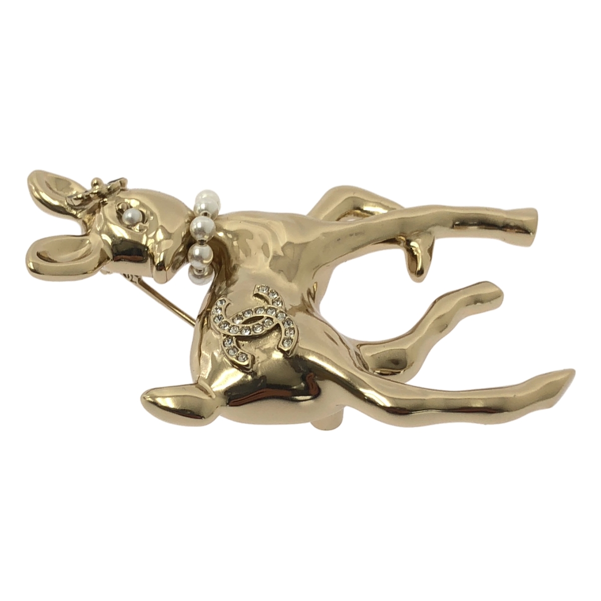 CHANEL / シャネル ABF295 ココマーク バンビ ラインストーン フェイクパール装飾 ブローチ