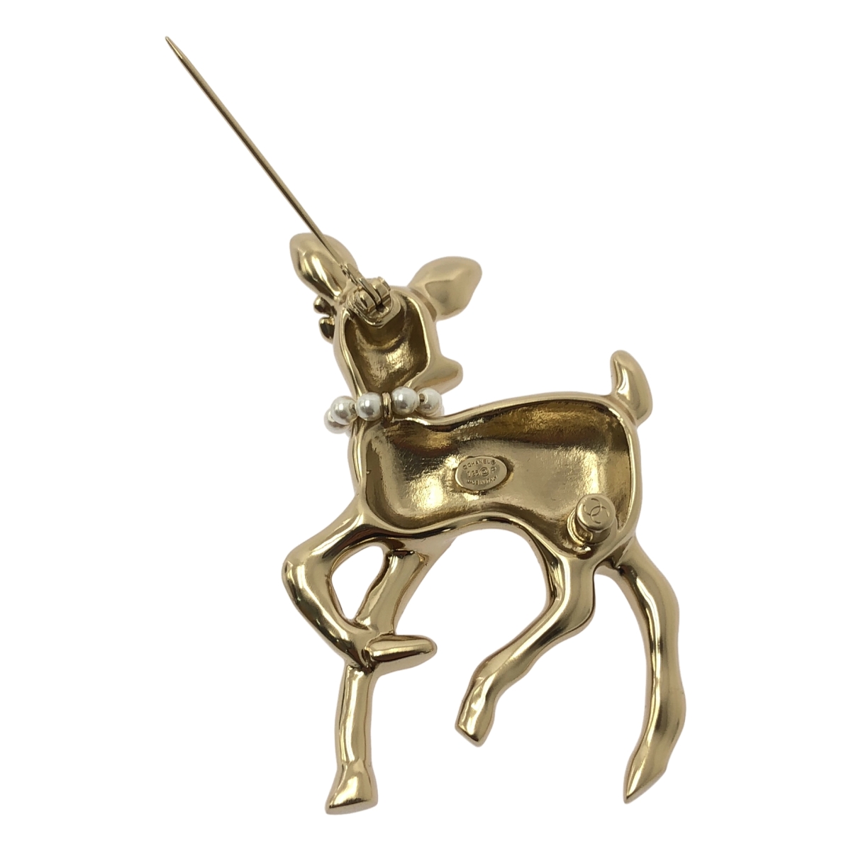 CHANEL / シャネル ABF295 ココマーク バンビ ラインストーン フェイクパール装飾 ブローチ