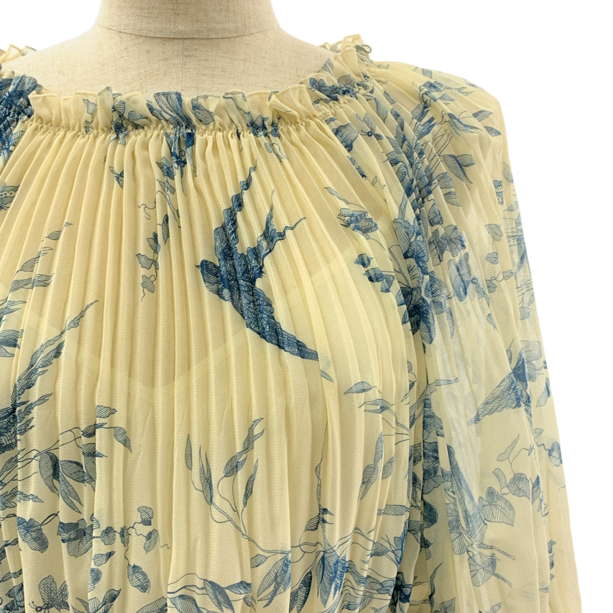 RED VALENTINO / レッドヴァレンティノ モスリン プリーツシフォン プリント ギャザー ドレス ワンピース