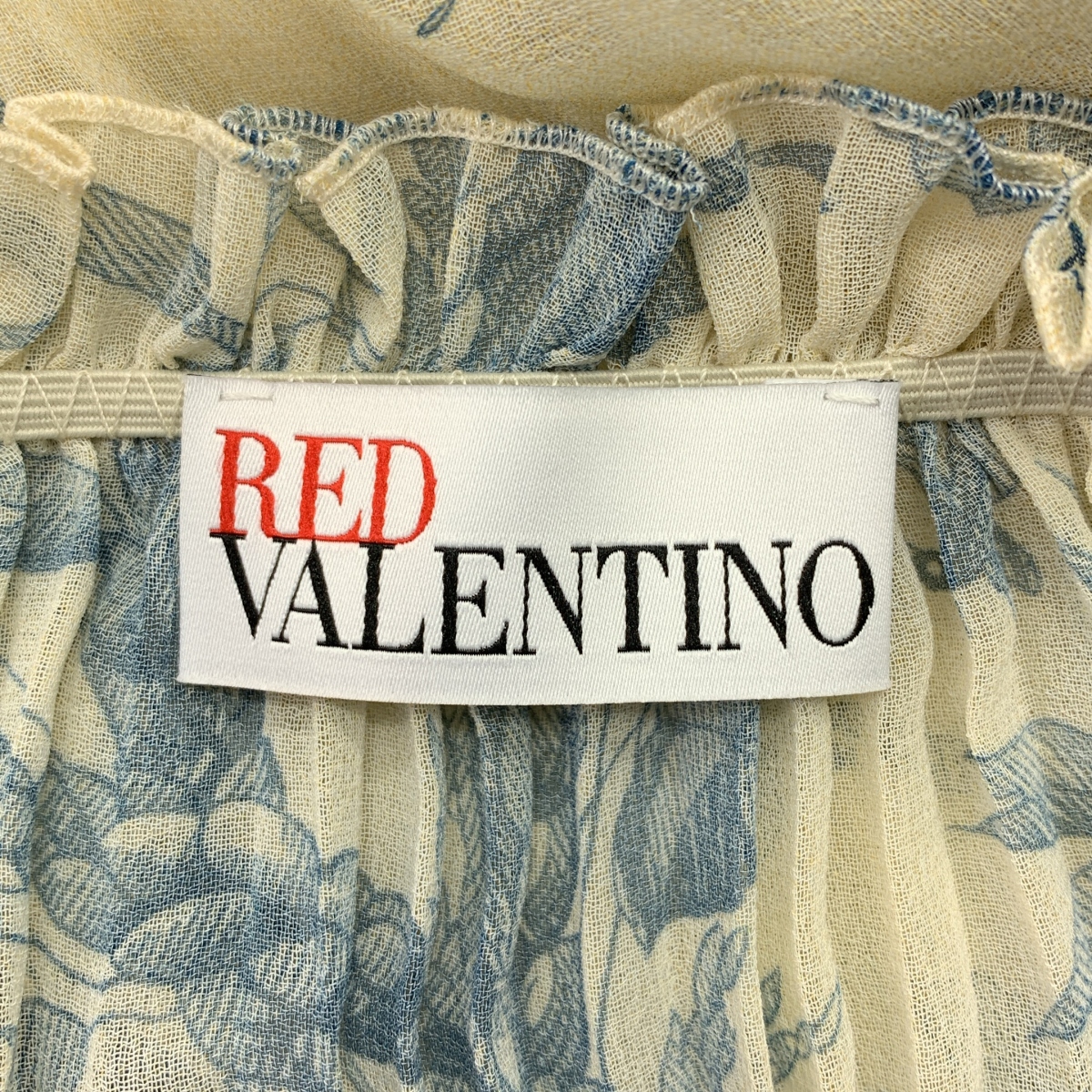 RED VALENTINO / レッドヴァレンティノ モスリン プリーツシフォン プリント ギャザー ドレス ワンピース