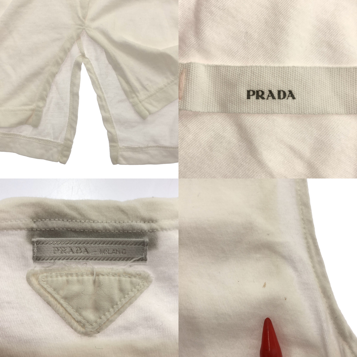 PRADA / プラダ 変形 バックロゴ ドローストリング スリット オーバー カットソー