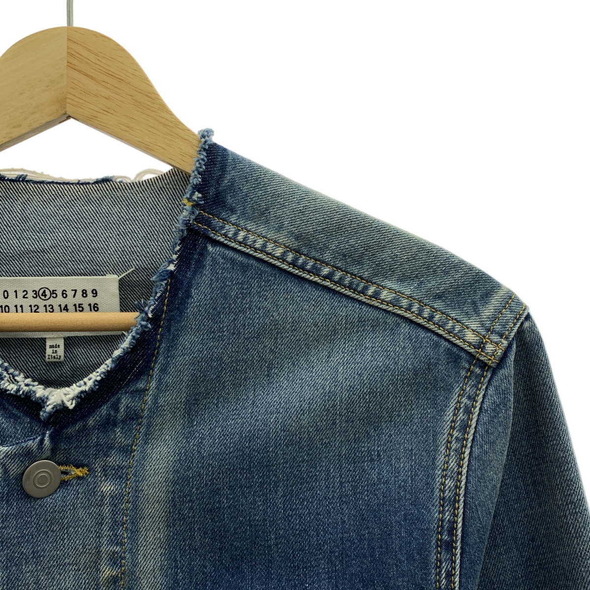 Maison Margiela / メゾンマルジェラ ダメージ加工 ノーカラー デニム ジャケット