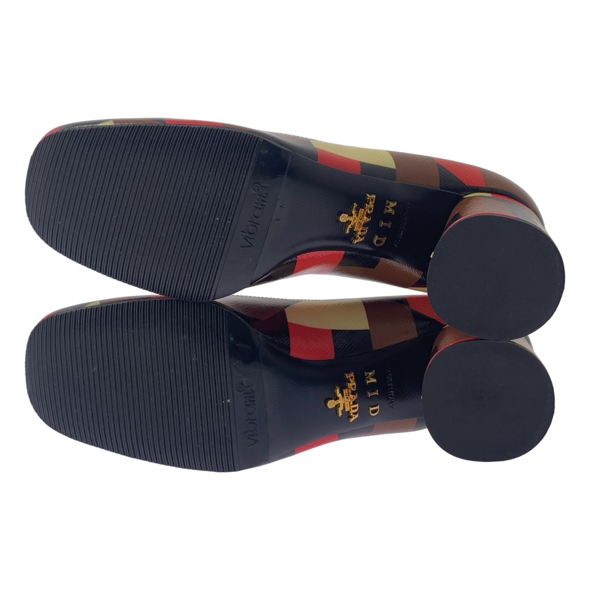 PRADA / プラダ 幾何学模様 チャンキーヒール パンプス