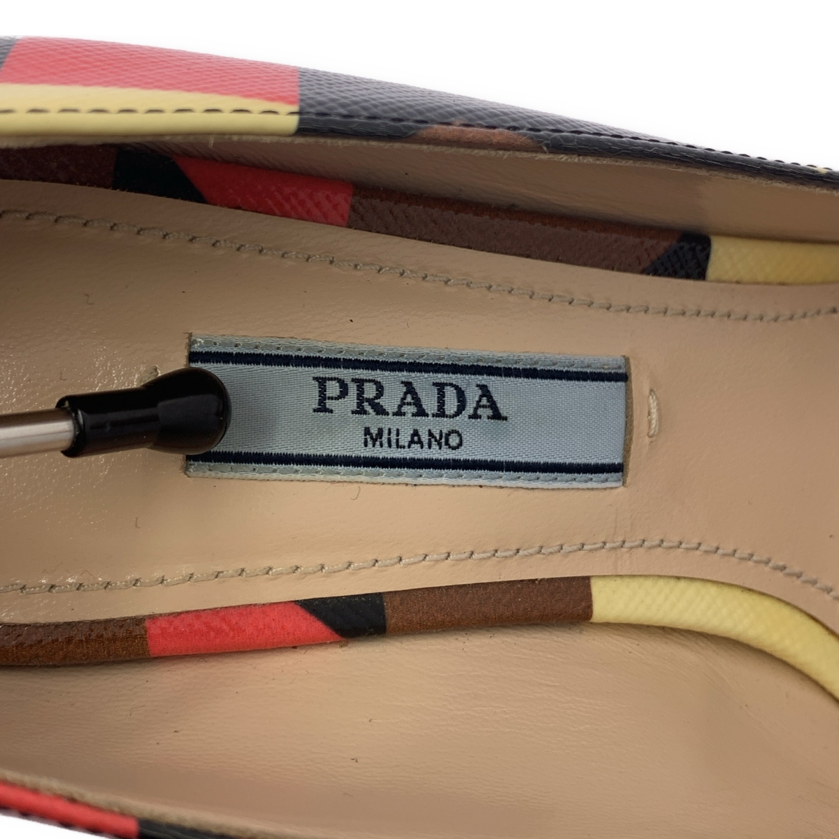PRADA / プラダ 幾何学模様 チャンキーヒール パンプス