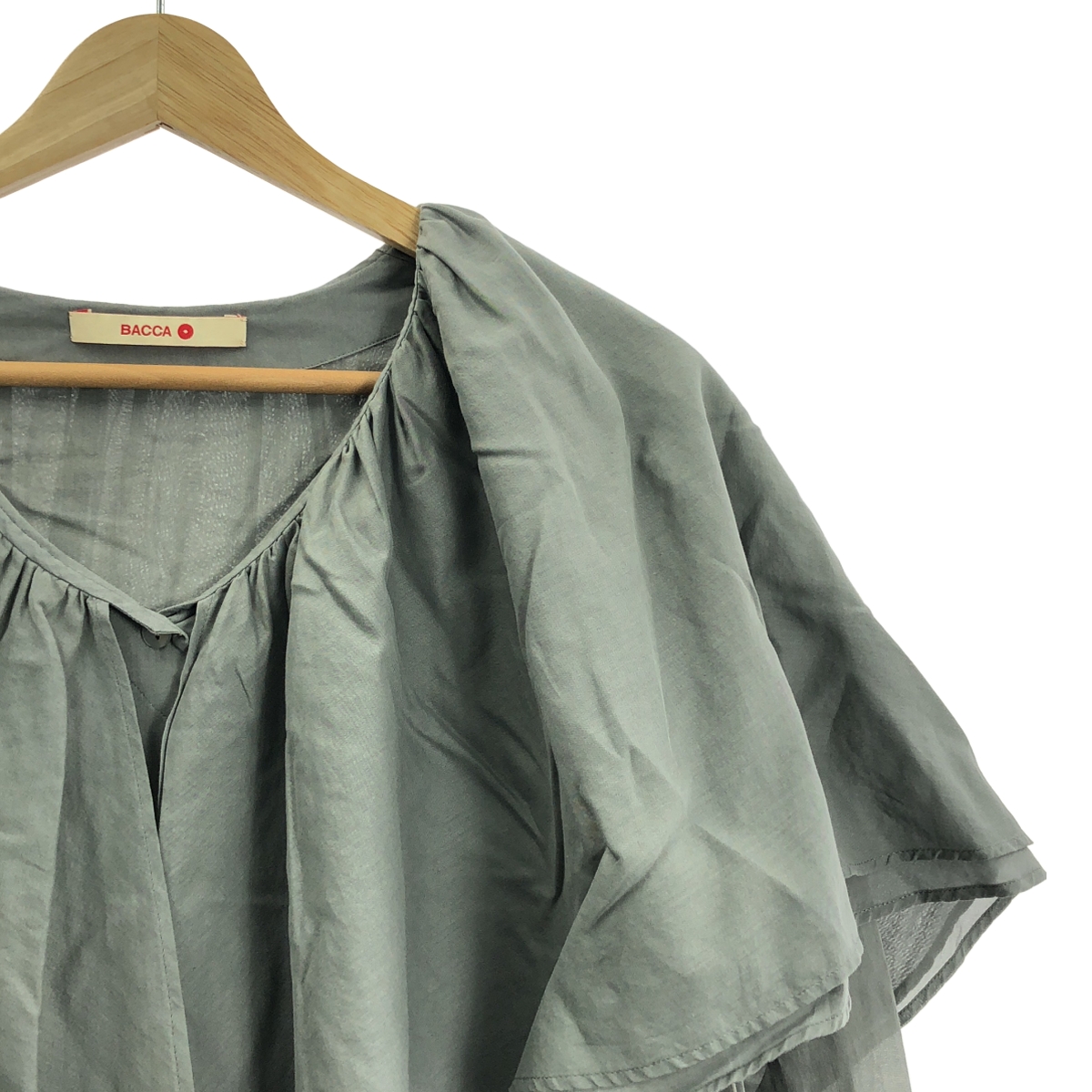 その他 コットンボイル ラッフルカラーシャツ