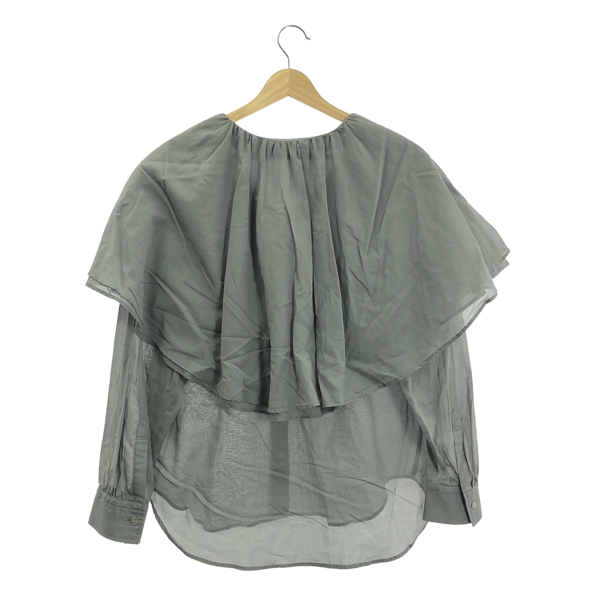 その他 コットンボイル ラッフルカラーシャツ