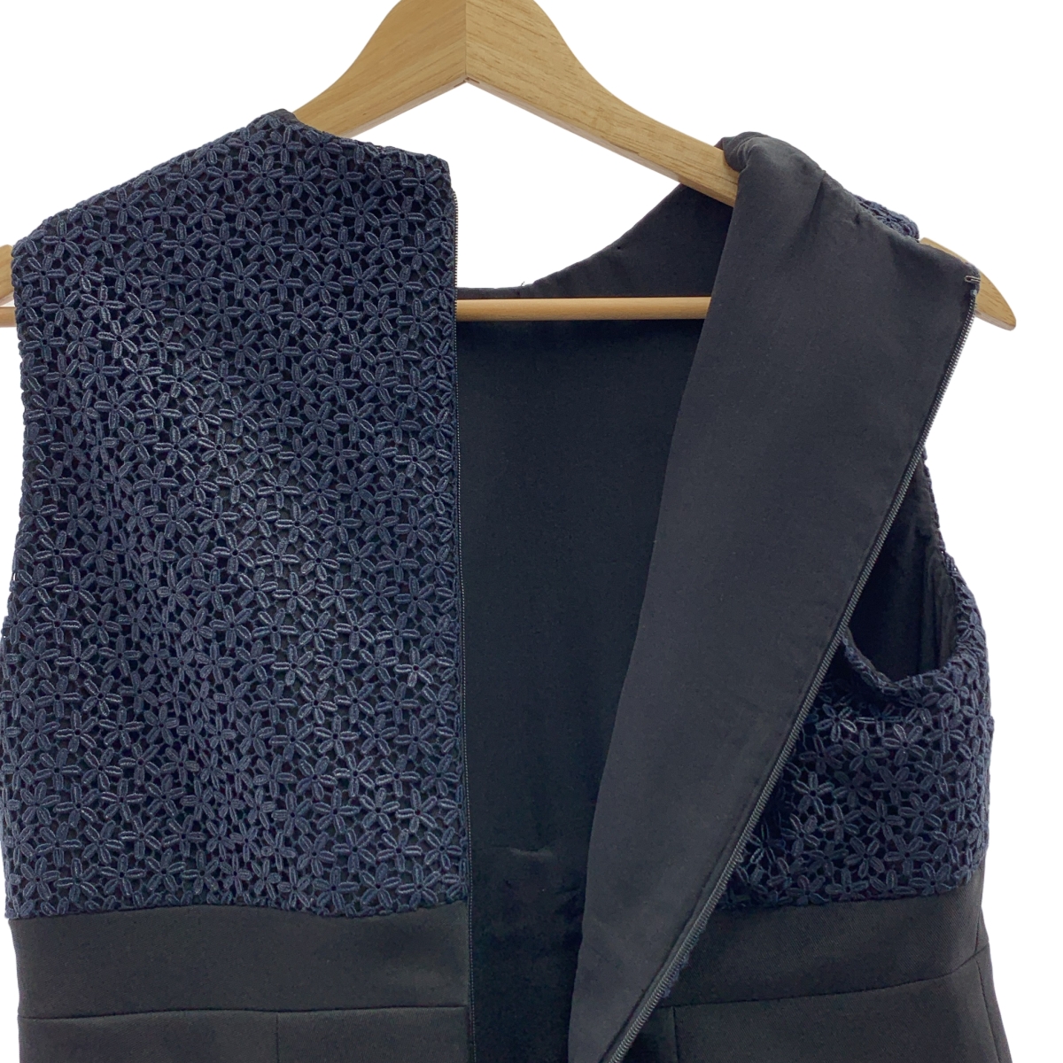 Christian Dior / クリスチャンディオール フラワーレース バックジップ ノースリーブ ドレス ワンピース / 総裏地