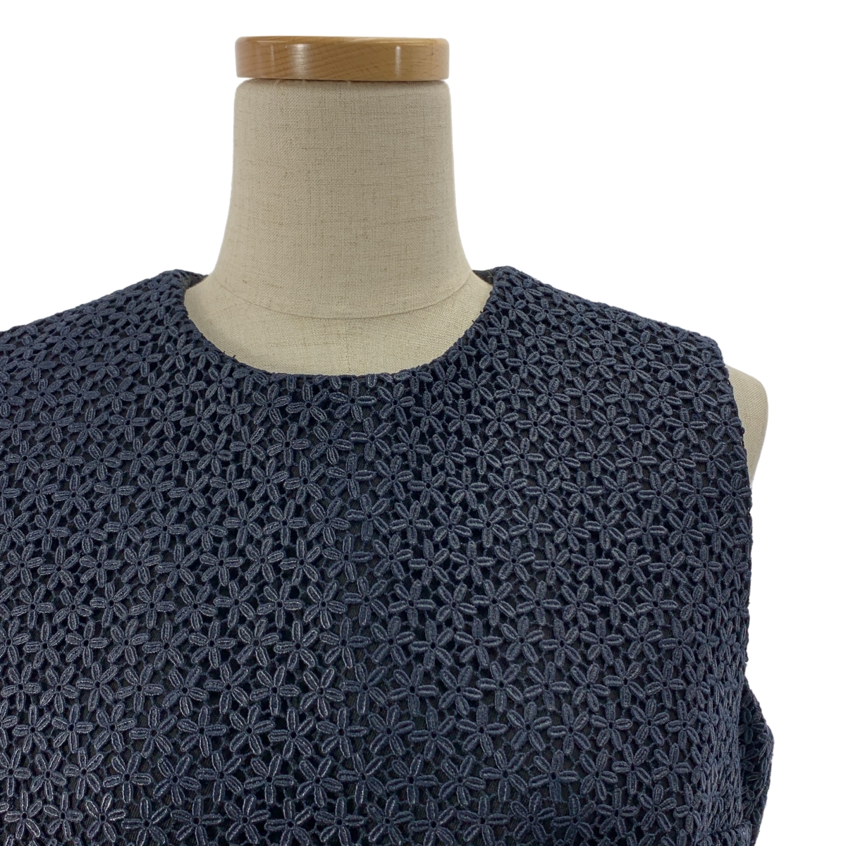 Christian Dior / クリスチャンディオール フラワーレース バックジップ ノースリーブ ドレス ワンピース / 総裏地