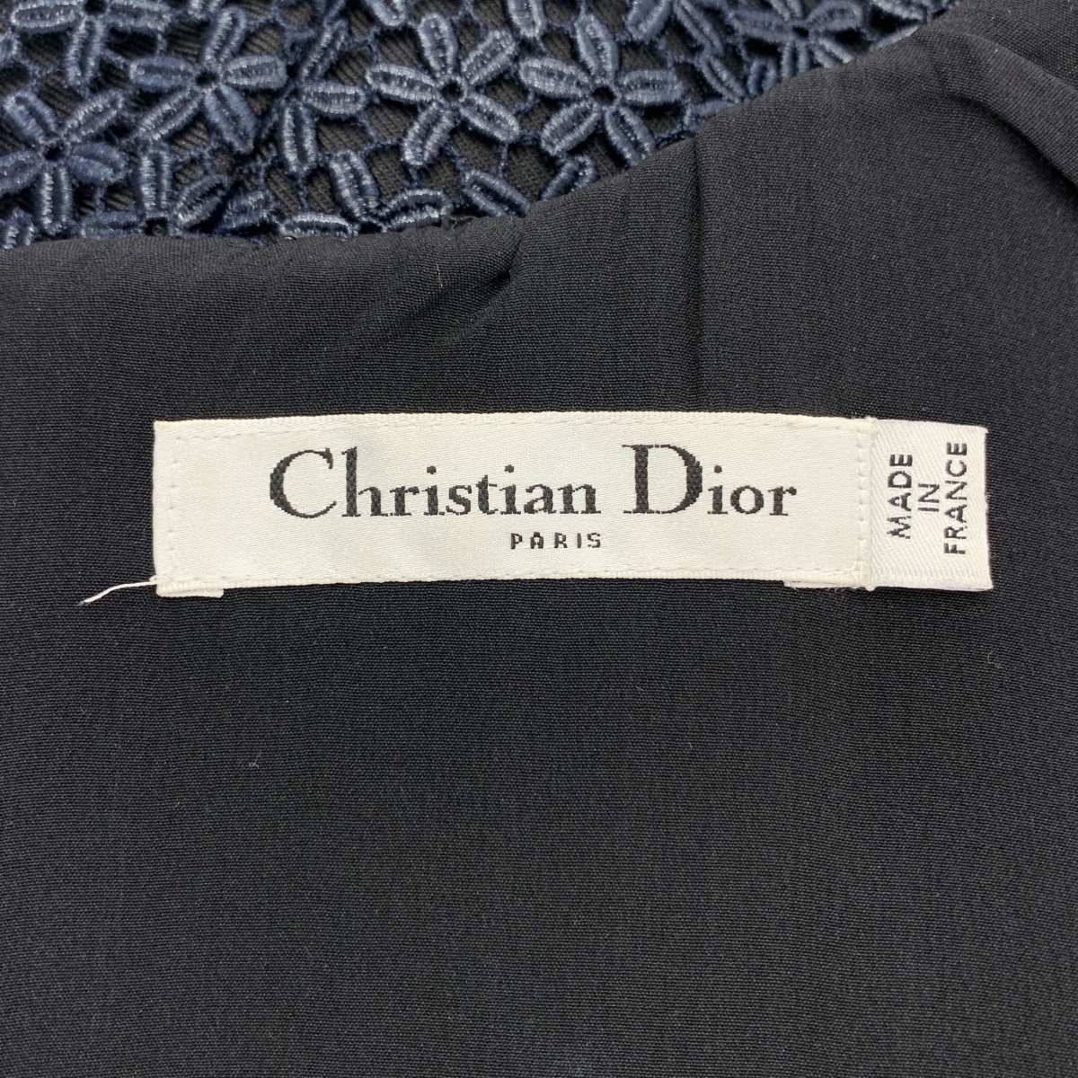 Christian Dior / クリスチャンディオール フラワーレース バックジップ ノースリーブ ドレス ワンピース / 総裏地
