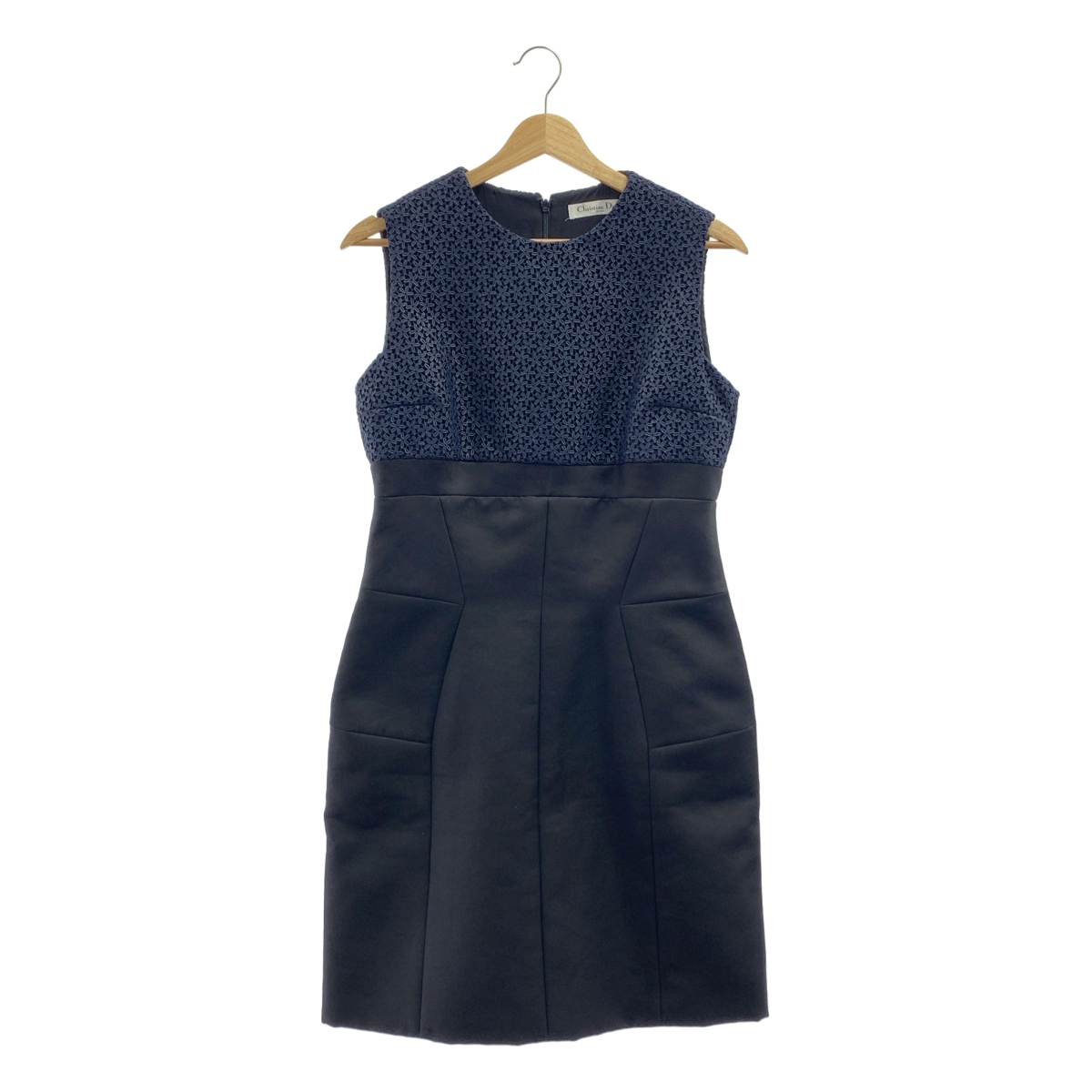 Christian Dior / クリスチャンディオール フラワーレース バックジップ ノースリーブ ドレス ワンピース / 総裏地