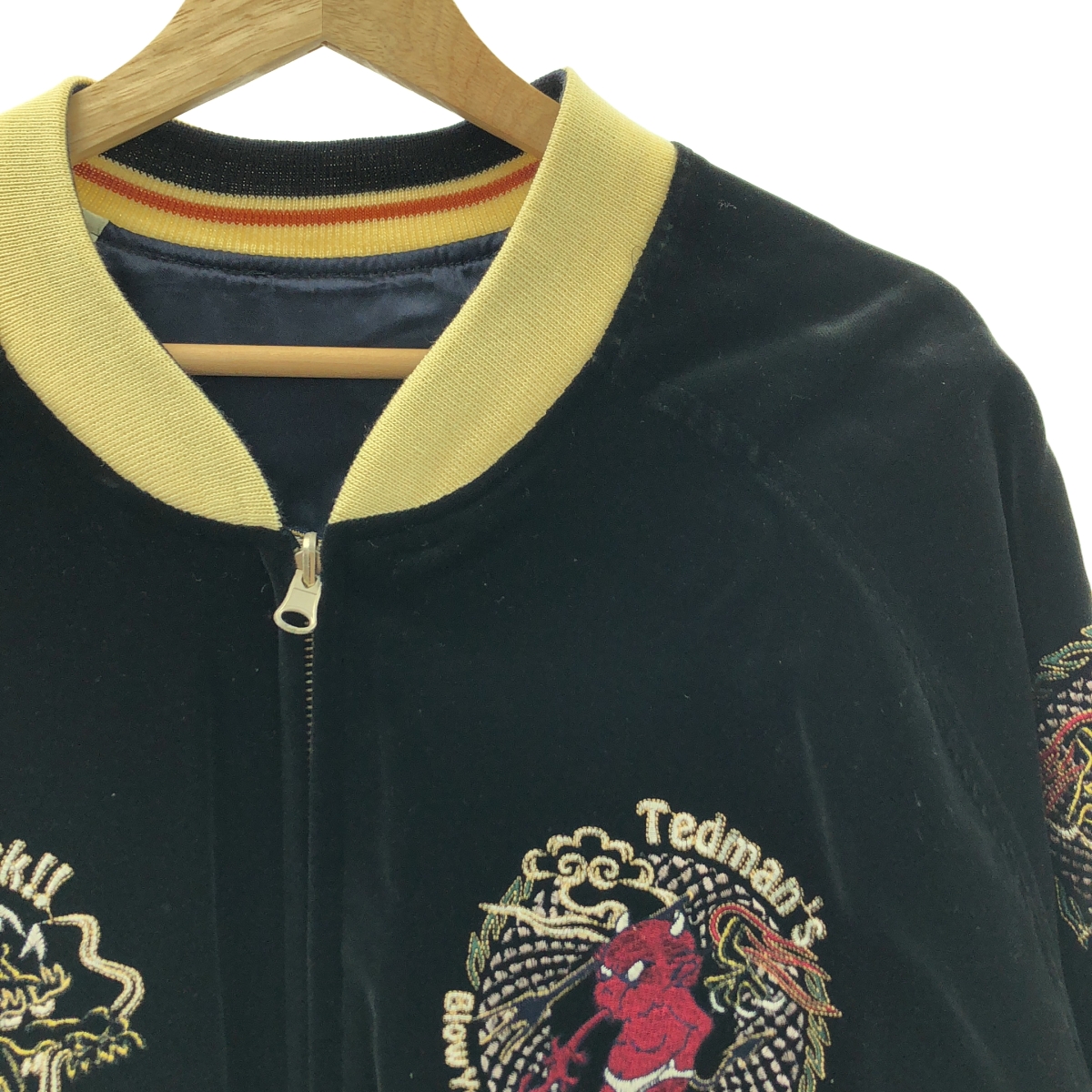 その他 リバーシブル ベロア × サテン エンブロイダリー スカジャン ジャケット