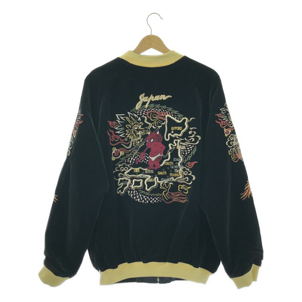 その他 リバーシブル ベロア × サテン エンブロイダリー スカジャン ジャケット