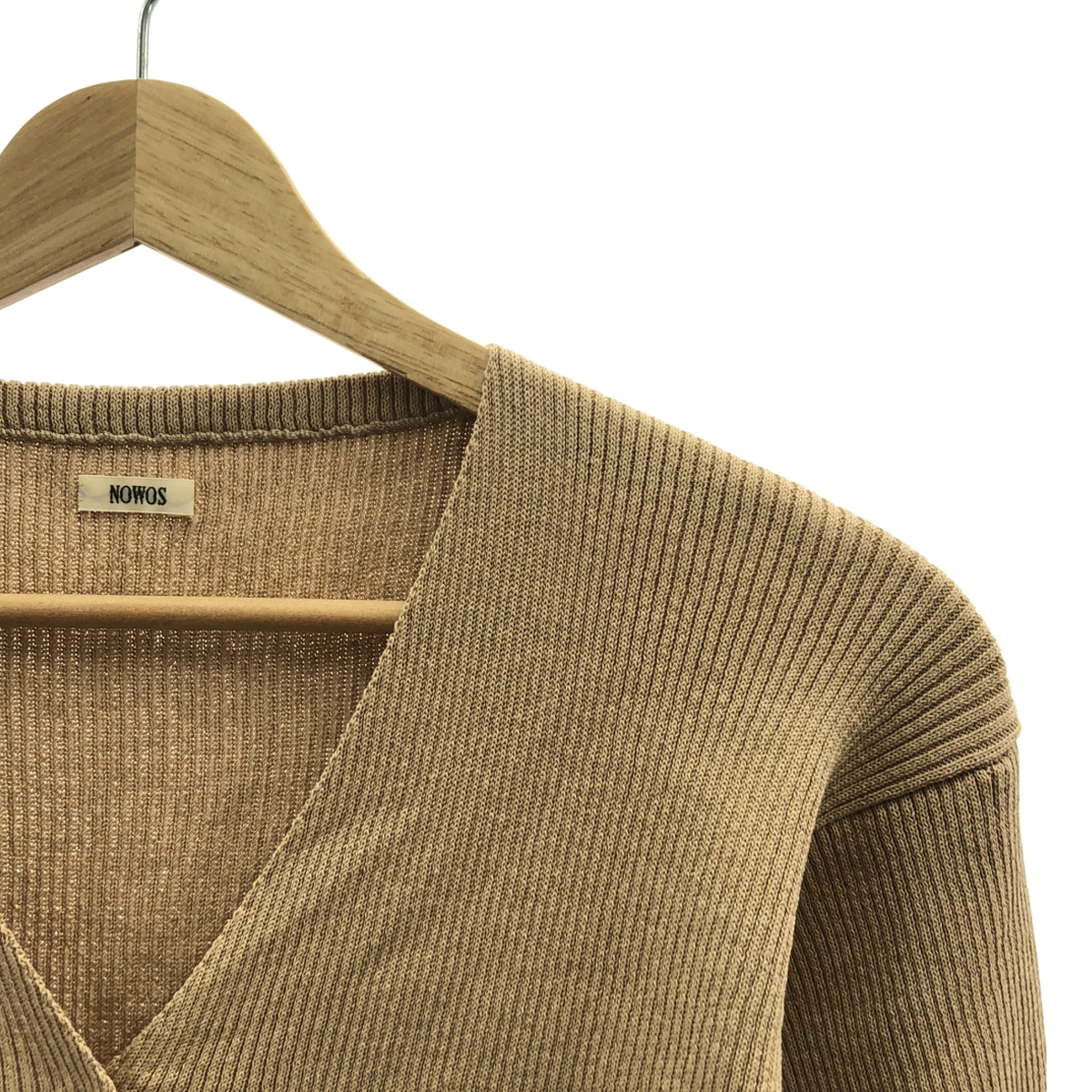 NOWOS / ノーウォス v neck rib cardigan / コットン ニット カーディガン