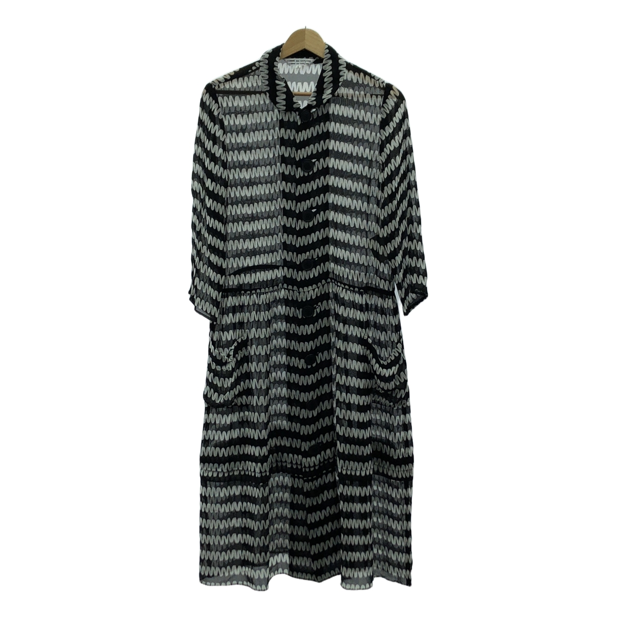 COMME des GARCONS COMME des GARCONS / コムコム 総柄 丸襟 シアー ダブルポケット ワンピース