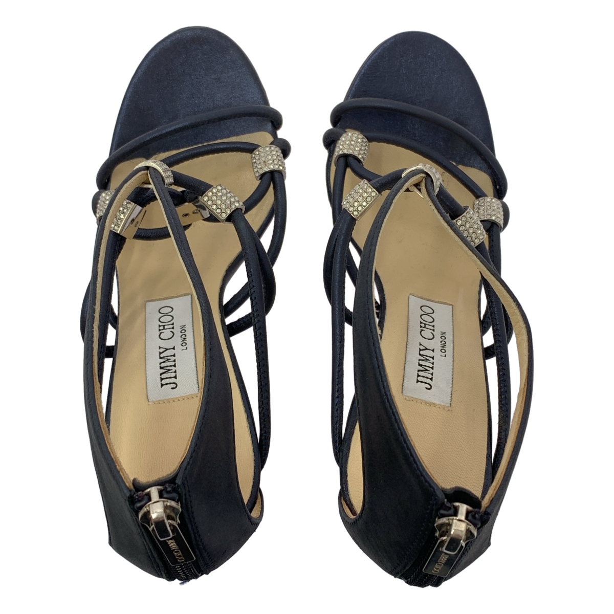 JIMMY CHOO / ジミーチュウ ビジュー 装飾 ロゴバックジップ ヒール パンプス