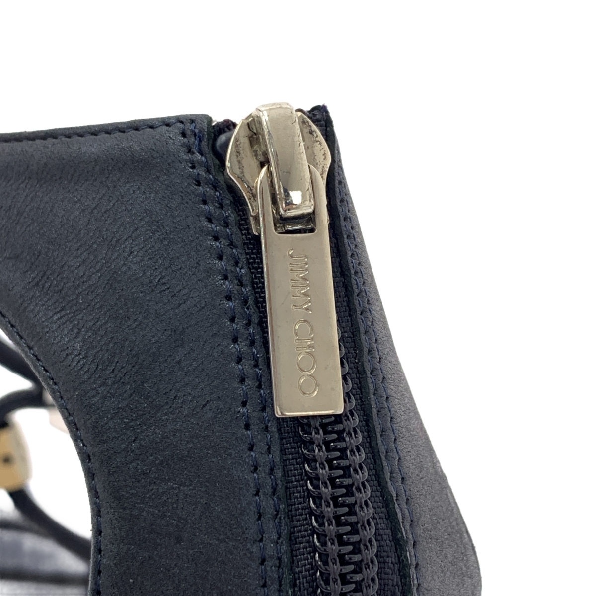 JIMMY CHOO / ジミーチュウ ビジュー 装飾 ロゴバックジップ ヒール パンプス