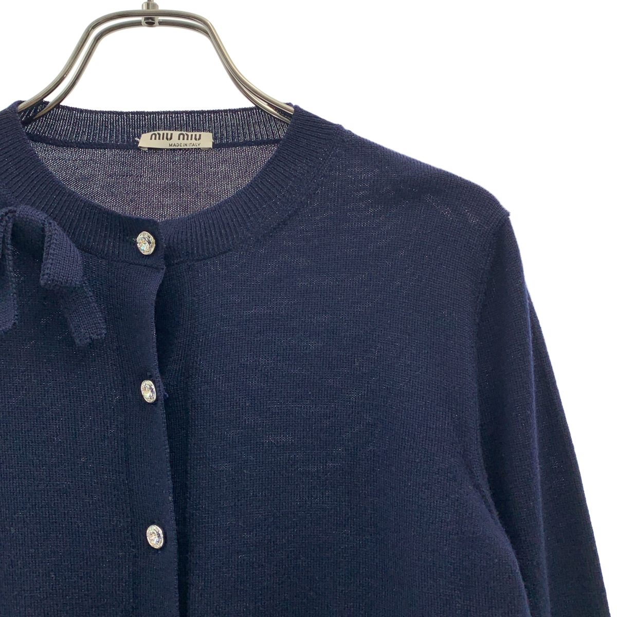 miu miu / ミュウミュウ ビジューボタン サイドロゴ クルーネック カーディガン