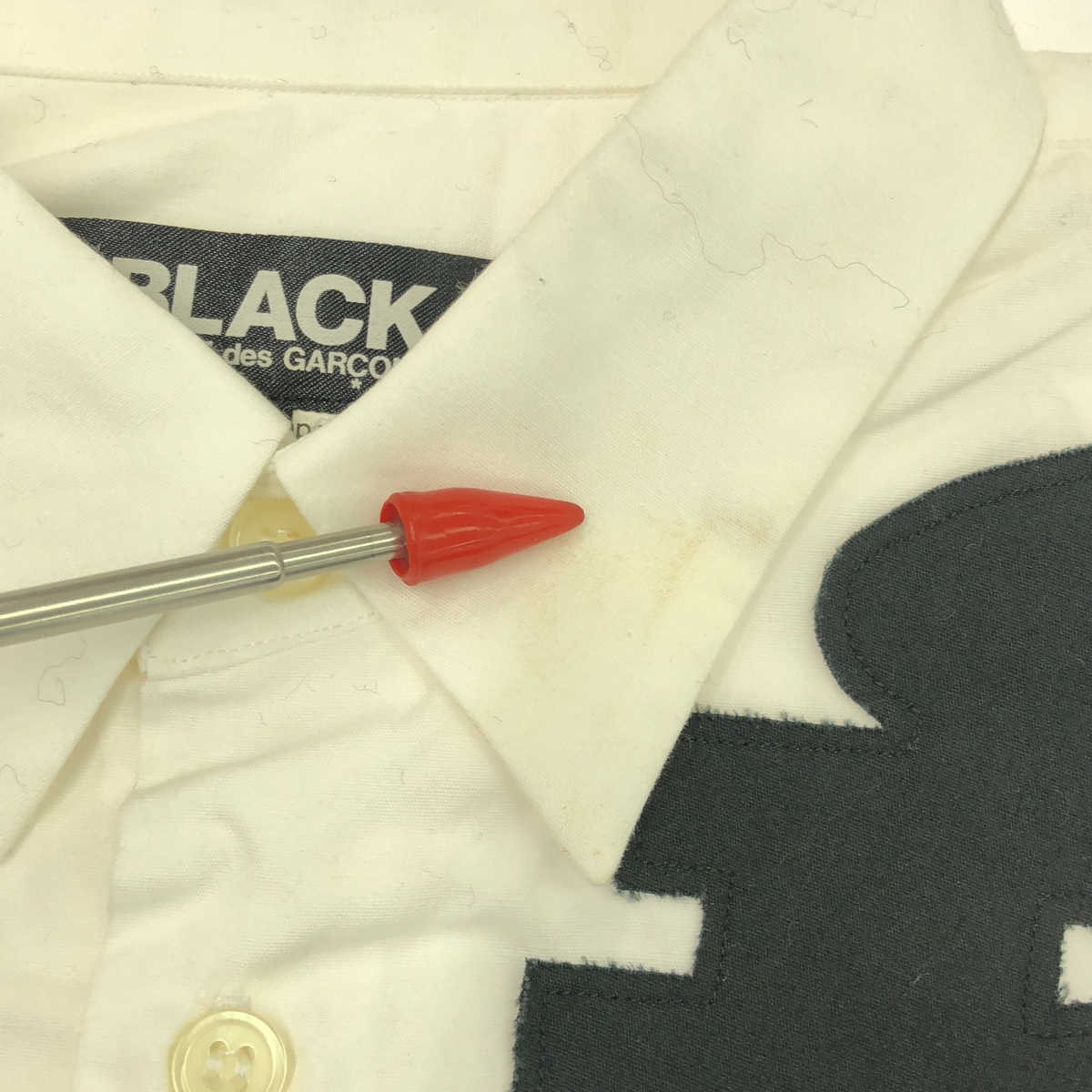 BLACK COMME des GARCONS / ブラックコムデギャルソン コットン パッチ レギュラーカラー シャツ