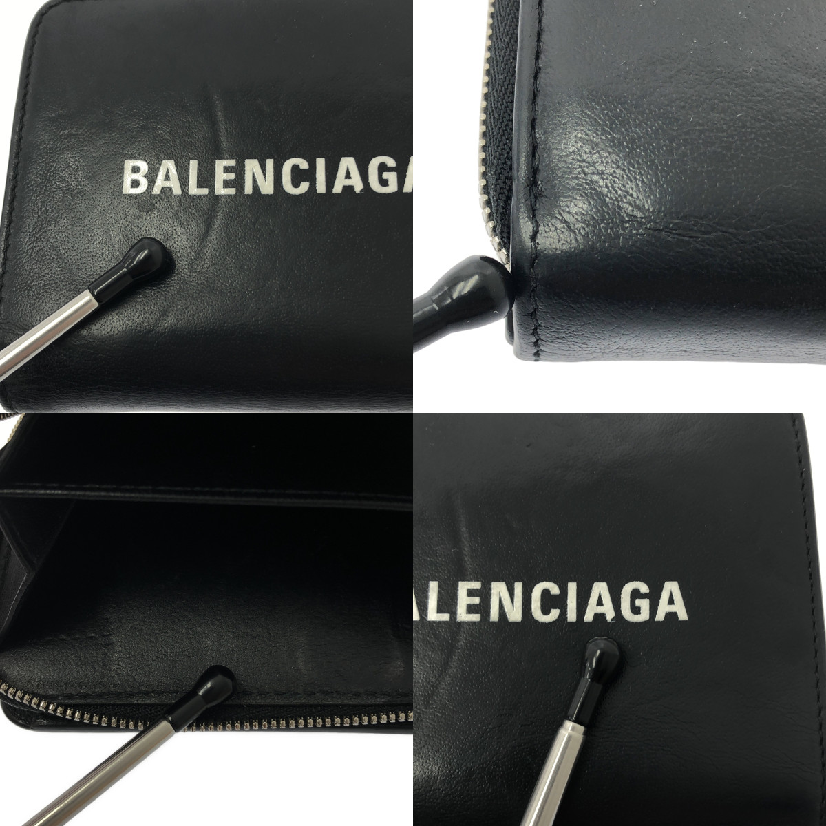 BALENCIAGA / バレンシアガ エブリデイ ウラウンドジップ レザー ウォレット 財布