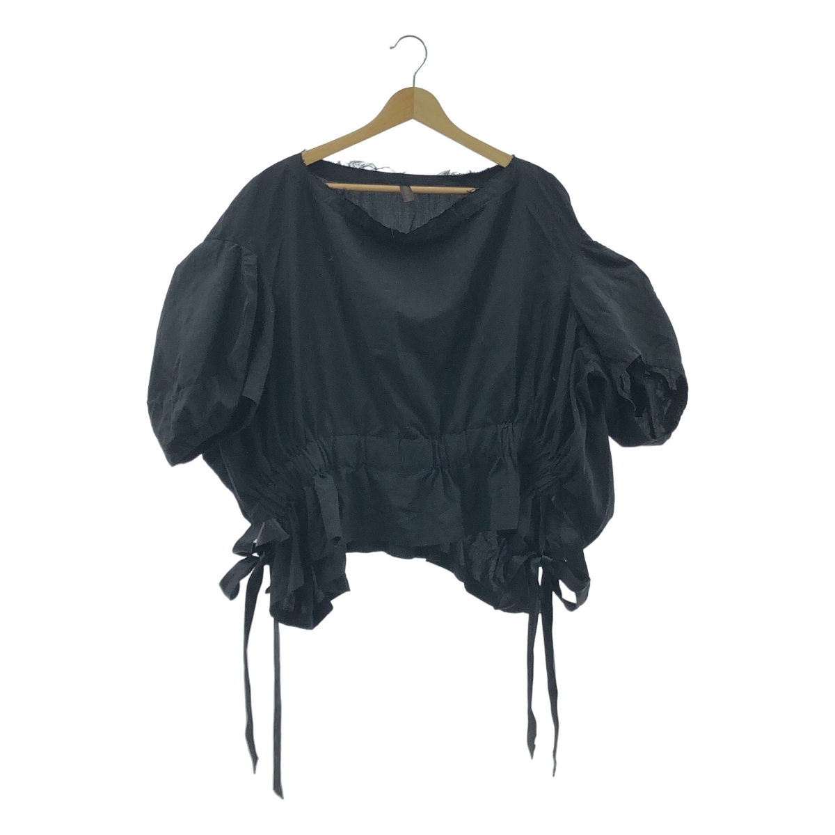 COMME des GARCONS / コムデギャルソン ポリエステル 断ち切り 立体 変形スリーブ ドローストリング ブラウス