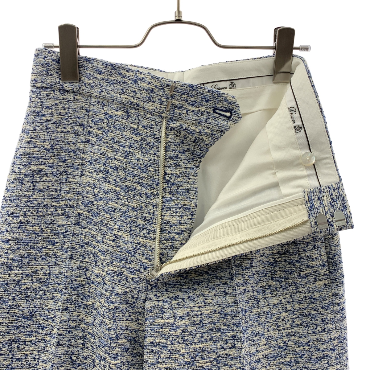 Drawer / ドゥロワー サマーツイード センタープレス テーパード パンツ