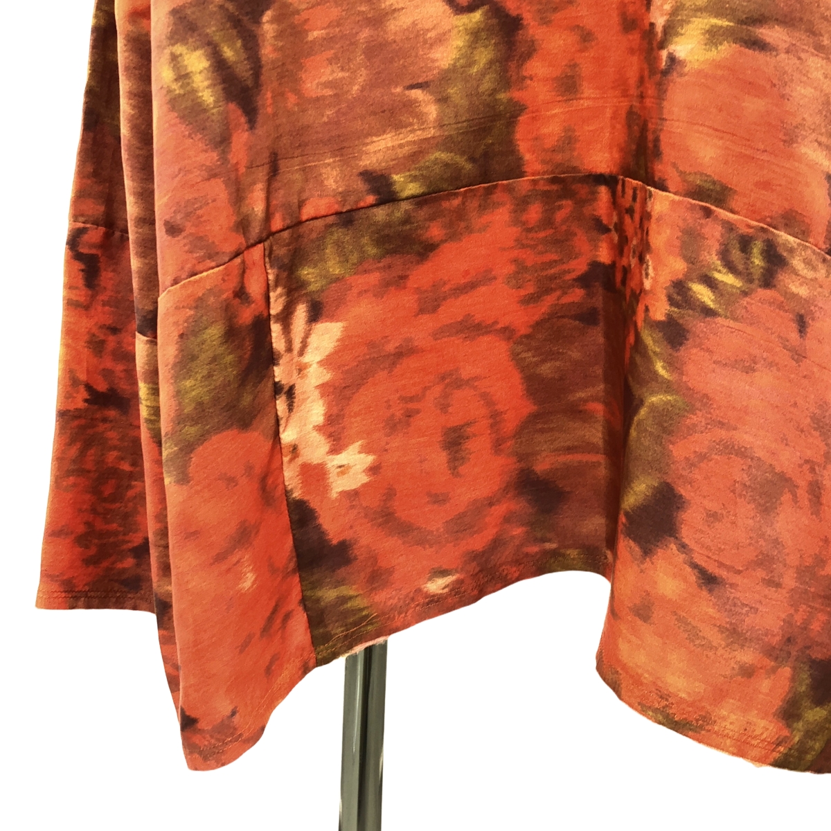 COMME des GARCONS / コムデギャルソン silk 100％ / シルク 総柄 断ち切り パッチ サイドジップ スカート