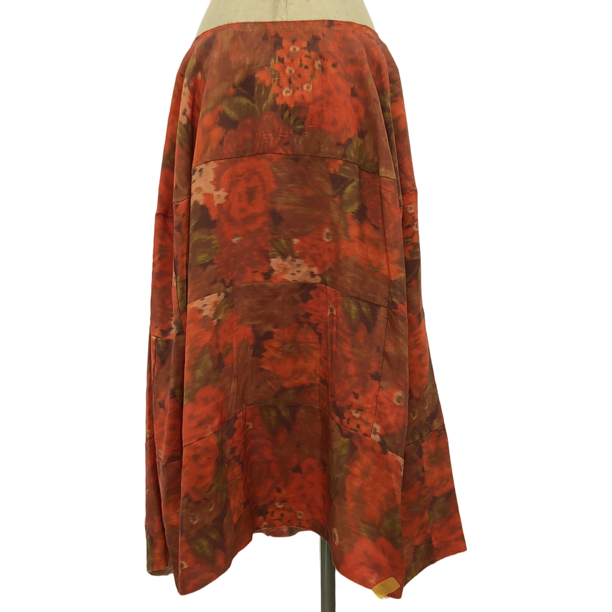 COMME des GARCONS / コムデギャルソン silk 100％ / シルク 総柄 断ち切り パッチ サイドジップ スカート