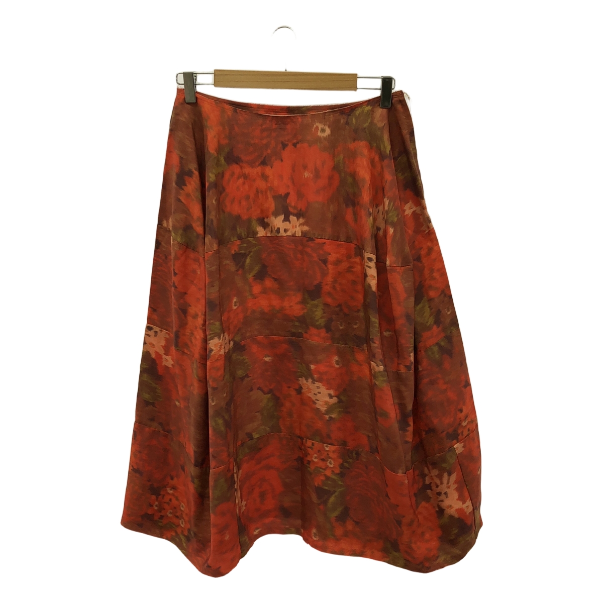 COMME des GARCONS / コムデギャルソン silk 100％ / シルク 総柄 断ち切り パッチ サイドジップ スカート