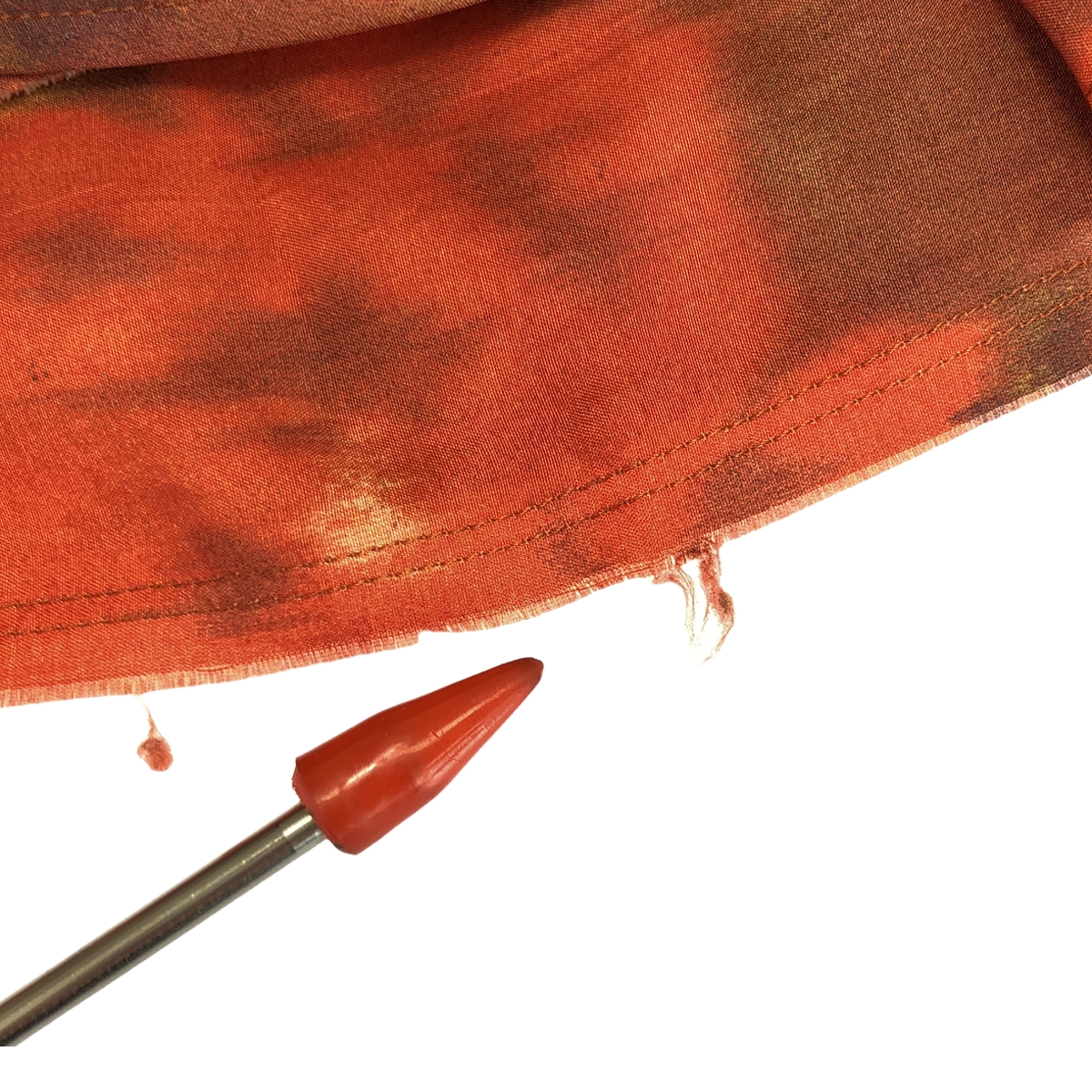 COMME des GARCONS / コムデギャルソン silk 100％ / シルク 総柄 断ち切り パッチ サイドジップ スカート